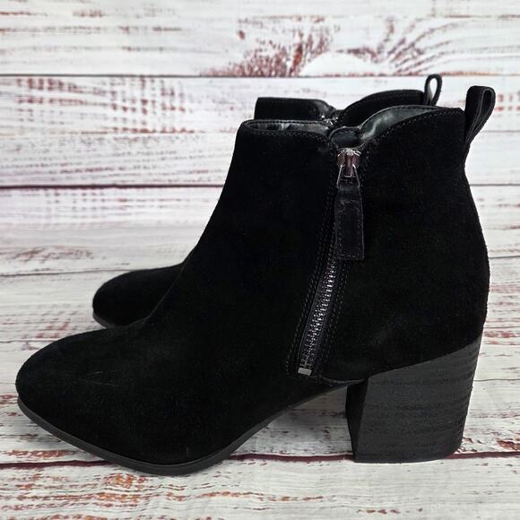 Blondo Womens Siena Black Suede Leather Boots 11 Waterproof Zip Block Heel Lux - Picture 6 of 16